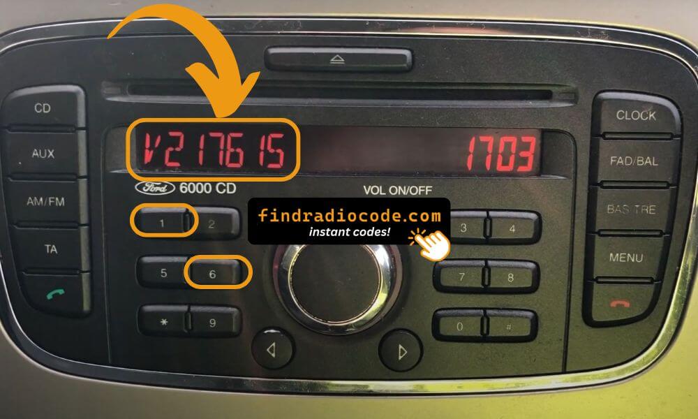 Ford CD 6000 serial number on screen